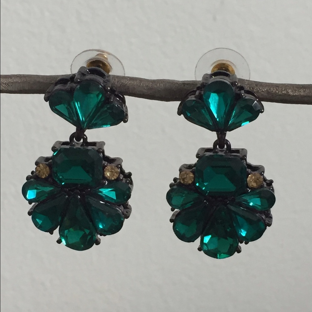 Green stone earrings